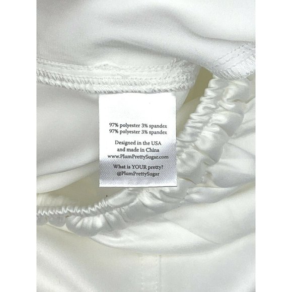 Plum Pretty Sugar White Sateen Elastic Waist Draw String Sleep Pants size M - Picture 8 of 9
